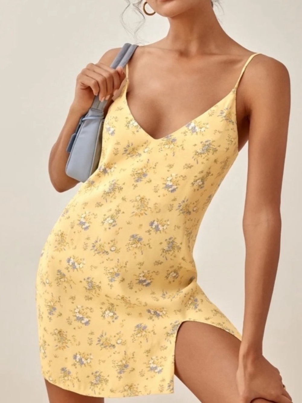 REFORMATION MARLOWE FLORAL DITSY COTTAGE BLOOM MINI SLIP DRESS USA MADE MEDIUM
